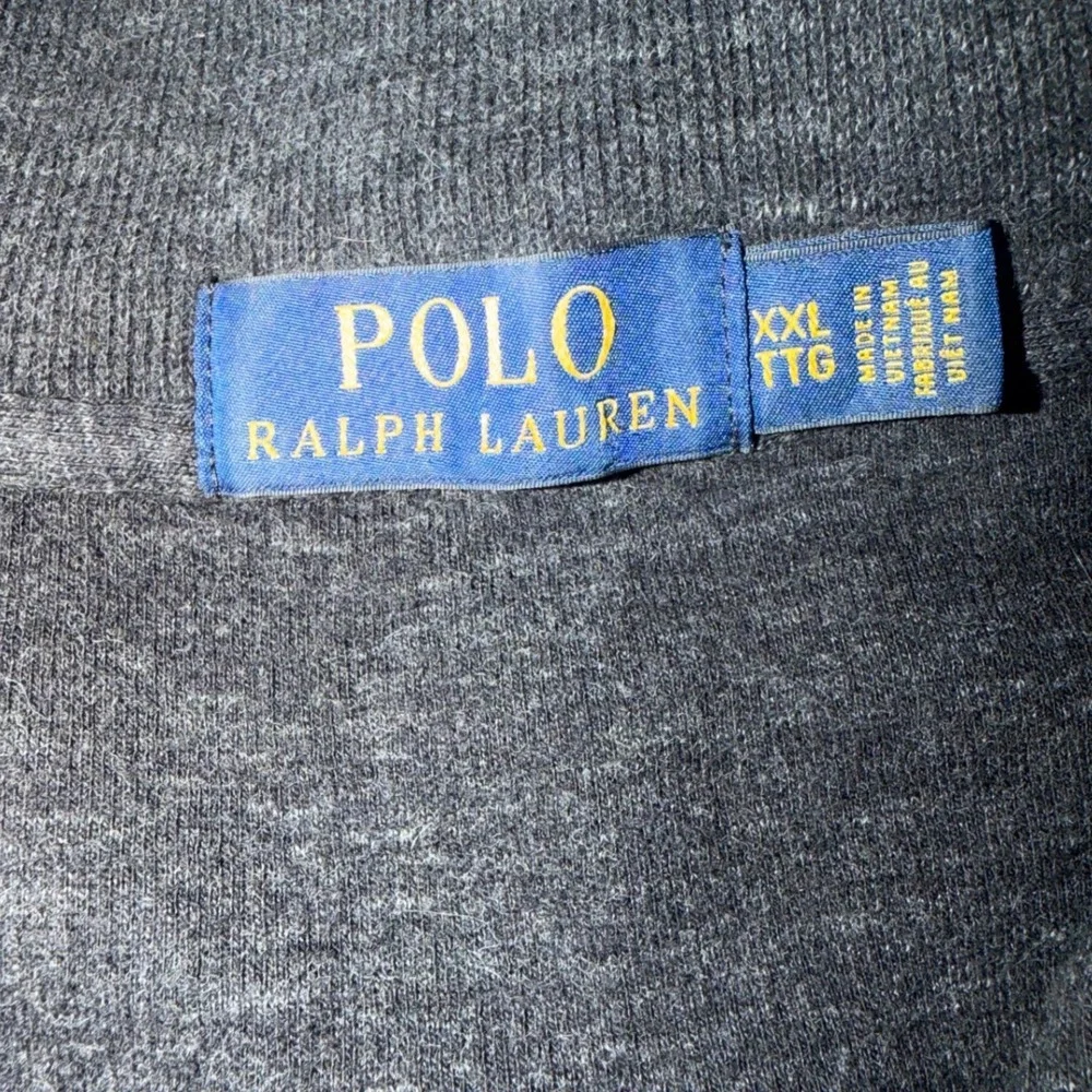 Polo Ralph Lauren Mens XXL Quarter Zip Pullover Charcoal Gray Red Pony Logo